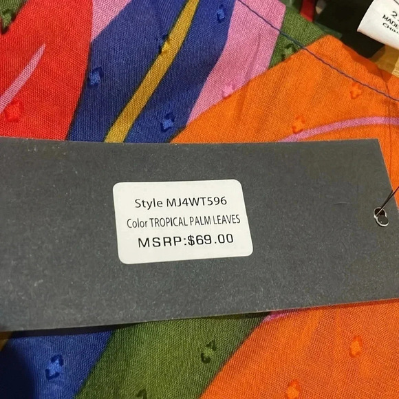 Marc New York Tropical Ruffle Multicolored blouse Cotton Plus Size 2X Flowy NWT - Picture 5 of 13